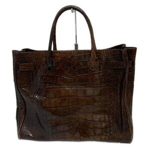 Auth FURLA - Dark Brown Leather Tote Bag
